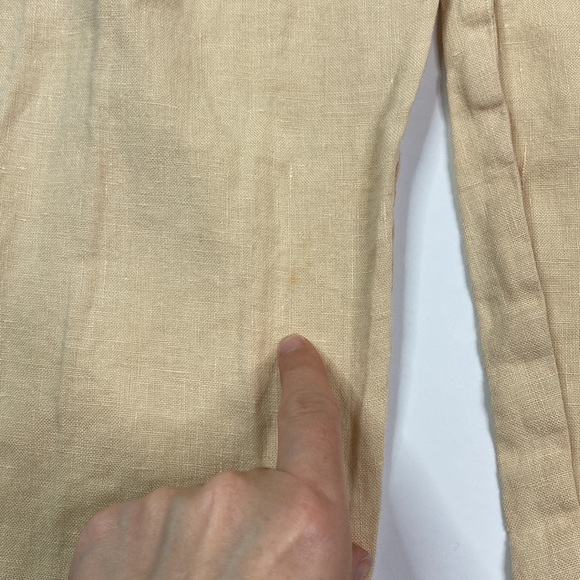 Flax Linen Stretch Waist Tan Pants Size Medium - Picture 12 of 12